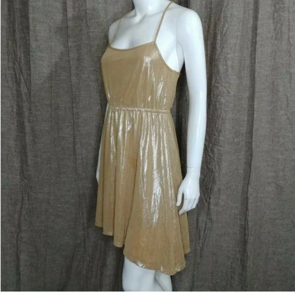 NWT Wild Blue Sadie Robertson Asymmetrical Metallic Gold High-Low Dress